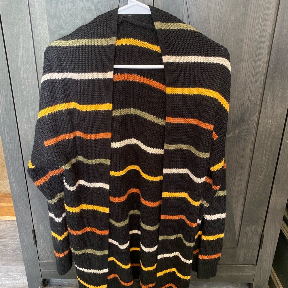 Multi-Colored Open Front Cardigan